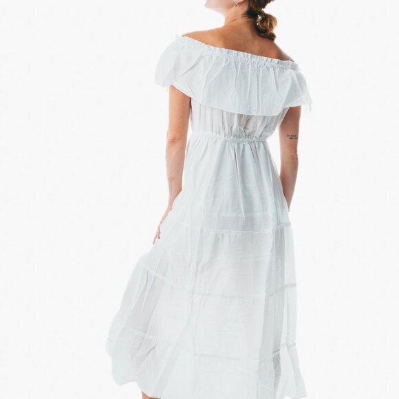 Womens Boho white Long Summer Holiday Beach Sundress Ladies Midi Strappy Dress - Picture 2 of 6